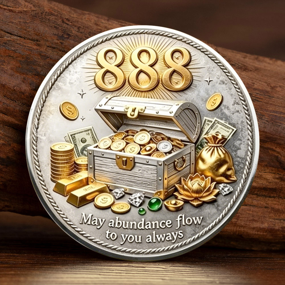 Token Coin Mechanism - 2D Altın Kaplama Gümüş 888 Melek