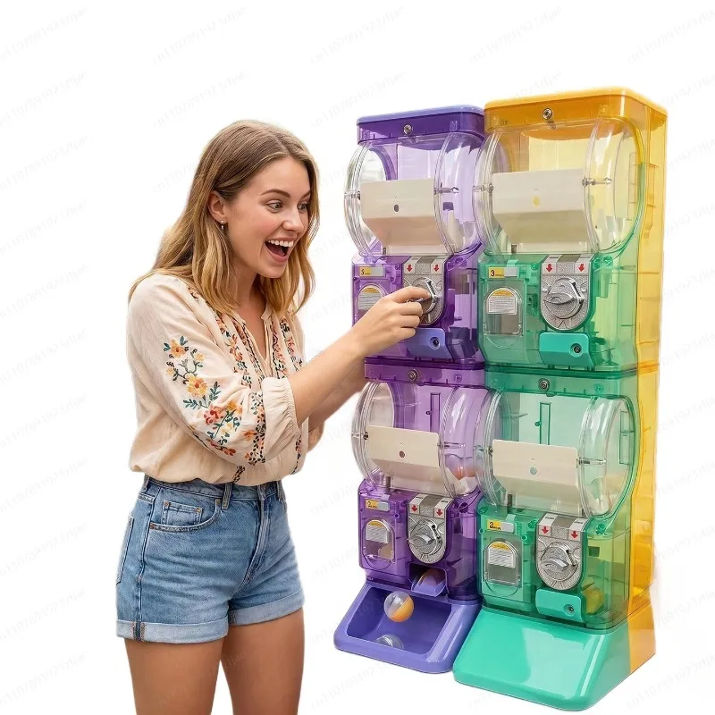 Arcade Vending & Laundry Revenue - Şeffaf Beyaz İki Katlı Gashapon Makinesi,